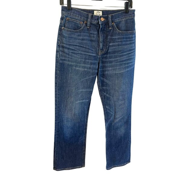 J. Crew Billie Demi Boot Crop Jeans Med Dark Wash Size 27 G2322 - Picture 1 of 5